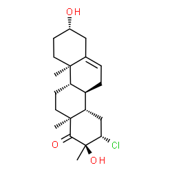 ChemSpider 2D Image | (2S,3S,4aS,4bR,8S,10aR,10bS,12aS)-3-Chloro-2,8-dihydroxy-2,10a,12a-trimethyl-3,4,4a,4b,5,7,8,9,10,10a,10b,11,12,12a-tetradecahydro-1(2H)-chrysenone | C21H31ClO3