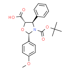 ChemSpider 2D Image | (2S,4R,5S)-2-(4-Methoxyphenyl)-3-{[(2-methyl-2-propanyl)oxy]carbonyl}-4-phenyl-1,3-oxazolidine-5-carboxylic acid | C22H25NO6