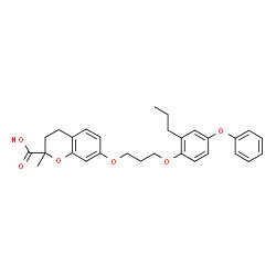 ChemSpider 2D Image | 2-Methyl-7-[3-(4-phenoxy-2-propylphenoxy)propoxy]-2-chromanecarboxylic acid | C29H32O6