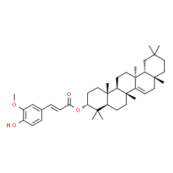 ChemSpider 2D Image | (3R,4aR,6aR,8aR,12aR,12bS,14aR,14bR)-4,4,6a,8a,11,11,12b,14b-Octamethyl-1,2,3,4,4a,5,6,6a,8,8a,9,10,11,12,12a,12b,13,14,14a,14b-icosahydro-3-picenyl (2E)-3-(4-hydroxy-3-methoxyphenyl)acrylate | C40H58O4