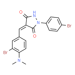 ChemSpider 2D Image | (4Z)-4-[3-Bromo-4-(dimethylamino)benzylidene]-1-(4-bromophenyl)-3,5-pyrazolidinedione | C18H15Br2N3O2
