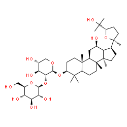 ChemSpider 2D Image | (3beta,5xi,12beta,13xi,24S)-12,25-Dihydroxy-20,24-epoxydammaran-3-yl 2-O-beta-D-glucopyranosyl-beta-D-xylopyranoside | C41H70O13