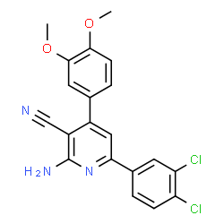 ChemSpider 2D Image | 2-Amino-6-(3,4-dichlorophenyl)-4-(3,4-dimethoxyphenyl)nicotinonitrile | C20H15Cl2N3O2