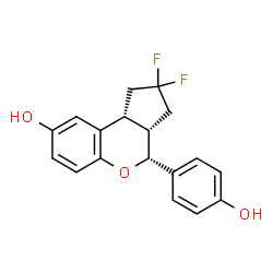 ChemSpider 2D Image | (3aS,4R,9bR)-2,2-Difluoro-4-(4-hydroxyphenyl)-1,2,3,3a,4,9b-hexahydrocyclopenta[c]chromen-8-ol | C18H16F2O3