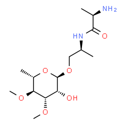 ChemSpider 2D Image | (2S)-2-(D-Alanylamino)propyl 6-deoxy-3,4-di-O-methyl-alpha-L-mannopyranoside | C14H28N2O6