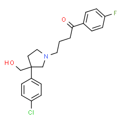 ChemSpider 2D Image | 4-[3-(4-Chlorophenyl)-3-(hydroxymethyl)-1-pyrrolidinyl]-1-(4-fluorophenyl)-1-butanone | C21H23ClFNO2