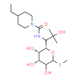 ChemSpider 2D Image | Methyl (2xi,5S)-5-[(1R)-1-{[(4-ethyl-1-piperidinyl)carbonyl]amino}-2-hydroxy-2-methylpropyl]-1-thio-D-erythro-pentopyranoside | C18H34N2O6S