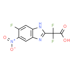 ChemSpider 2D Image | Difluoro(6-fluoro-5-nitro-1H-benzimidazol-2-yl)acetic acid | C9H4F3N3O4