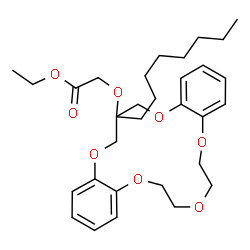 ChemSpider 2D Image | Ethyl [(18-octyl-6,7,9,10,18,19-hexahydro-17H-dibenzo[b,k][1,4,7,10,13]pentaoxacyclohexadecin-18-yl)oxy]acetate | C31H44O8