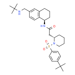 ChemSpider 2D Image | N-[(1R)-6-{[(2-Methyl-2-propanyl)amino]methyl}-1,2,3,4-tetrahydro-1-naphthalenyl]-2-[(2S)-1-{[4-(2-methyl-2-propanyl)phenyl]sulfonyl}-2-piperidinyl]acetamide | C32H47N3O3S