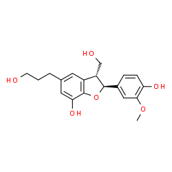 ChemSpider 2D Image | (2S,3R)-2-(4-Hydroxy-3-methoxyphenyl)-3-(hydroxymethyl)-5-(3-hydroxypropyl)-2,3-dihydro-1-benzofuran-7-ol | C19H22O6