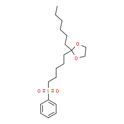 ChemSpider 2D Image | 2-Hexyl-2-[5-(phenylsulfonyl)pentyl]-1,3-dioxolane | C20H32O4S