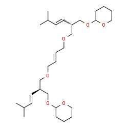 ChemSpider 2D Image | 2,2'-[(2E)-2-Butene-1,4-diylbis{oxymethylene[(2S,3E)-5-methyl-3-hexene-2,1-diyl]oxy}]bis(tetrahydro-2H-pyran) | C30H52O6