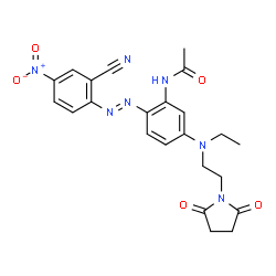 ChemSpider 2D Image | N-[2-[2-(2-Cyano-4-nitrophenyl)diazenyl]-5-[[2-(2,5-dioxo-1-pyrrolidinyl)ethyl]ethylamino]phenyl]acetamide | C23H23N7O5