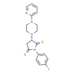 ChemSpider 2D Image | (3S)-1-(4-Fluorophenyl)-3-[4-(2-pyridinyl)-1-piperazinyl]-2,5-pyrrolidinedione | C19H19FN4O2