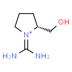 ChemSpider 2D Image | (2R)-1-(Diaminomethylene)-2-(hydroxymethyl)pyrrolidinium | C6H14N3O