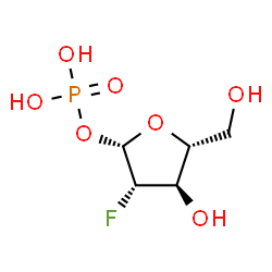ChemSpider 2D Image | 2-Deoxy-2-fluoro-1-O-phosphono-beta-D-arabinofuranose | C5H10FO7P