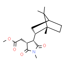ChemSpider 2D Image | Methyl {(3R,4S)-1-methyl-2,5-dioxo-4-[(1R,2S,4S)-1,7,7-trimethylbicyclo[2.2.1]hept-2-yl]-3-pyrrolidinyl}acetate | C18H27NO4