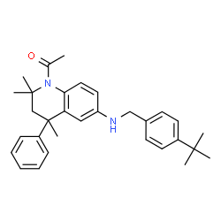 ChemSpider 2D Image | 1-{6-[(4-tert-Butylbenzyl)amino]-2,2,4-trimethyl-4-phenyl-3,4-dihydroquinolin-1(2H)-yl}ethanone | C31H38N2O