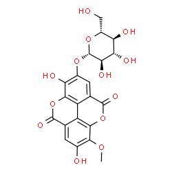ChemSpider 2D Image | 2-(Î²-D-Glucopyranosyloxy)-3,7-dihydroxy-8-methoxy[1]benzopyrano[5,4,3-cde][1]benzopyran-5,10-dione | C21H18O13