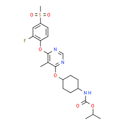 ChemSpider 2D Image | Isopropyl [4-({6-[2-fluoro-4-(methylsulfonyl)phenoxy]-5-methyl-4-pyrimidinyl}oxy)cyclohexyl]carbamate | C22H28FN3O6S