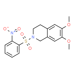 ChemSpider 2D Image | 6,7-Dimethoxy-2-[(2-nitrophenyl)sulfonyl]-1,2,3,4-tetrahydroisoquinoline | C17H18N2O6S