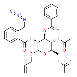 ChemSpider 2D Image | Allyl 4,6-di-O-acetyl-2-O-[2-(azidomethyl)benzoyl]-3-O-benzoyl-alpha-D-glucopyranoside | C28H29N3O10