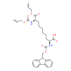 ChemSpider 2D Image | (2S,9R)-10-(Allyloxy)-9-{[(allyloxy)carbonyl]amino}-2-{[(9H-fluoren-9-ylmethoxy)carbonyl]amino}-10-oxodecanoic acid | C32H38N2O8