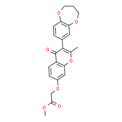 ChemSpider 2D Image | Methyl {[3-(3,4-dihydro-2H-1,5-benzodioxepin-7-yl)-2-methyl-4-oxo-4H-chromen-7-yl]oxy}acetate | C22H20O7