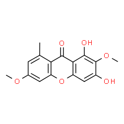 ChemSpider 2D Image | 1,3-Dihydroxy-2,6-dimethoxy-8-methyl-9H-xanthen-9-one | C16H14O6
