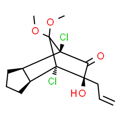 ChemSpider 2D Image | (1S,2S,6R,7R,9R)-9-Allyl-1,7-dichloro-9-hydroxy-10,10-dimethoxytricyclo[5.2.1.0~2,6~]decan-8-one | C15H20Cl2O4