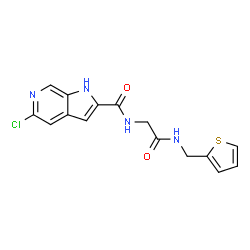 ChemSpider 2D Image | 5-Chloro-N-{2-oxo-2-[(2-thienylmethyl)amino]ethyl}-1H-pyrrolo[2,3-c]pyridine-2-carboxamide | C15H13ClN4O2S