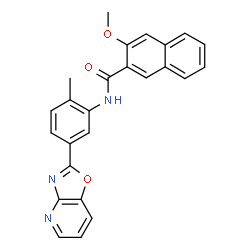 ChemSpider 2D Image | 3-Methoxy-N-[2-methyl-5-([1,3]oxazolo[4,5-b]pyridin-2-yl)phenyl]-2-naphthamide | C25H19N3O3