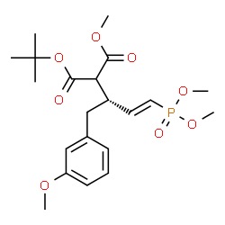 ChemSpider 2D Image | Methyl 2-methyl-2-propanyl [(2R,3E)-4-(dimethoxyphosphoryl)-1-(3-methoxyphenyl)-3-buten-2-yl]malonate | C21H31O8P