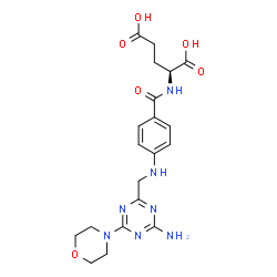 ChemSpider 2D Image | N-[4-({[4-Amino-6-(4-morpholinyl)-1,3,5-triazin-2-yl]methyl}amino)benzoyl]-L-glutamic acid | C20H25N7O6