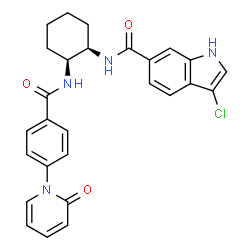 ChemSpider 2D Image | 3-chloro-N-((1R,2S) -2-(4-(2-oxopyridin-1(2H)-yl)benzamido)cyclohexyl)-1H-indole-6-carboxamide | C27H25ClN4O3