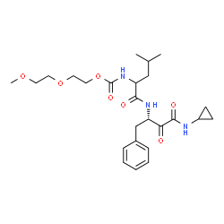 ChemSpider 2D Image | N-[(2S)-4-(Cyclopropylamino)-3,4-dioxo-1-phenyl-2-butanyl]-N~2~-{[2-(2-methoxyethoxy)ethoxy]carbonyl}leucinamide | C25H37N3O7