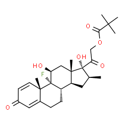 ChemSpider 2D Image | (11beta,16beta)-9-Fluoro-11,17-dihydroxy-16-methyl-3,20-dioxopregna-1,4-dien-21-yl pivalate | C27H37FO6