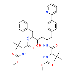ChemSpider 2D Image | Dimethyl ({3-hydroxy-1-phenyl-6-[4-(2-pyridinyl)phenyl]-2,5-hexanediyl}bis[imino(3,3-dimethyl-1-oxo-1,2-butanediyl)])biscarbamate | C39H53N5O7