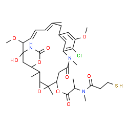ChemSpider 2D Image | 11-Chloro-21-hydroxy-12,20-dimethoxy-2,5,9,16-tetramethyl-8,23-dioxo-4,24-dioxa-9,22-diazatetracyclo[19.3.1.1~10,14~.0~3,5~]hexacosa-10(26),11,13,16,18-pentaen-6-yl 2-[methyl(3-sulfanylpropanoyl)amino
]propanoate | C35H48ClN3O10S