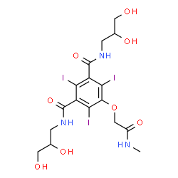 ChemSpider 2D Image | N,N'-Bis(2,3-dihydroxypropyl)-2,4,6-triiodo-5-[2-(methylamino)-2-oxoethoxy]isophthalamide | C17H22I3N3O8