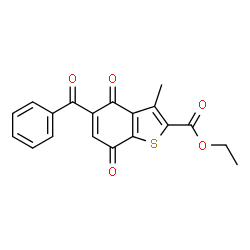 ChemSpider 2D Image | Ethyl 5-benzoyl-3-methyl-4,7-dioxo-4,7-dihydro-1-benzothiophene-2-carboxylate | C19H14O5S