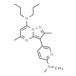 ChemSpider 2D Image | 2,5-Dimethyl-3-(6-{methyl[(~11~C)methyl]amino}-3-pyridinyl)-N,N-dipropylpyrazolo[1,5-a]pyrimidin-7-amine | C2011CH30N6