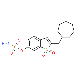 ChemSpider 2D Image | 2-(Cycloheptylmethyl)-1,1-dioxido-1-benzothiophen-6-yl sulfamate | C16H21NO5S2