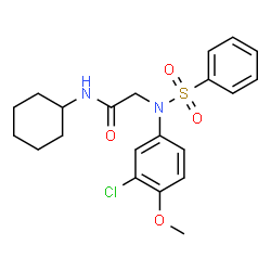 ChemSpider 2D Image | N~2~-(3-Chloro-4-methoxyphenyl)-N-cyclohexyl-N~2~-(phenylsulfonyl)glycinamide | C21H25ClN2O4S