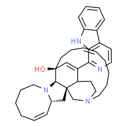 ChemSpider 2D Image | (2R,4R,5Z,12R,13S,16Z)-25-(9H-beta-Carbolin-1-yl)-11,22-diazapentacyclo[11.11.2.1~2,22~.0~2,12~.0~4,11~]heptacosa-5,16,25-trien-13-ol | C36H44N4O