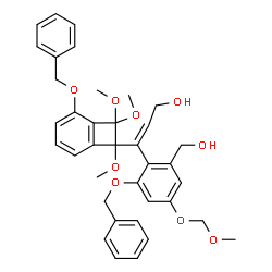 ChemSpider 2D Image | (2Z)-3-[2-(Benzyloxy)-6-(hydroxymethyl)-4-(methoxymethoxy)phenyl]-3-[2-(benzyloxy)-7,8,8-trimethoxybicyclo[4.2.0]octa-1,3,5-trien-7-yl]-2-propen-1-ol | C37H40O9