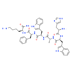 ChemSpider 2D Image | L-Histidyl-L-tryptophyl-D-alanyl-D-tryptophyl-L-phenylalanyl-L-lysinamide | C46H56N12O6