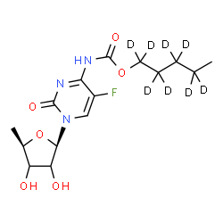ChemSpider 2D Image | 1-(5-Deoxy-beta-D-glycero-pentofuranosyl)-5-fluoro-4-({[(1,1,2,2,3,3,4,4-~2~H_8_)pentyloxy]carbonyl}amino)-2(1H)-pyrimidinone | C15H14D8FN3O6