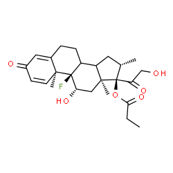 ChemSpider 2D Image | (8xi,11beta,14xi,16beta)-9-Fluoro-11,21-dihydroxy-16-methyl-3,20-dioxopregna-1,4-dien-17-yl propionate | C25H33FO6